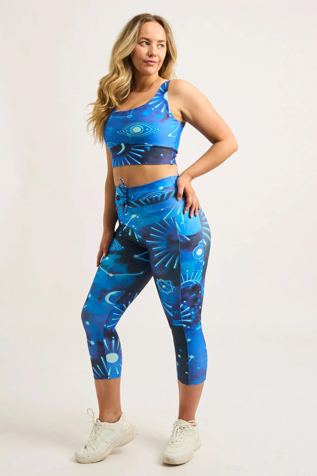 Imagine Nation Performance - Panel Pocket Drawstring Capri Leggings-Activewear-Exoticathletica