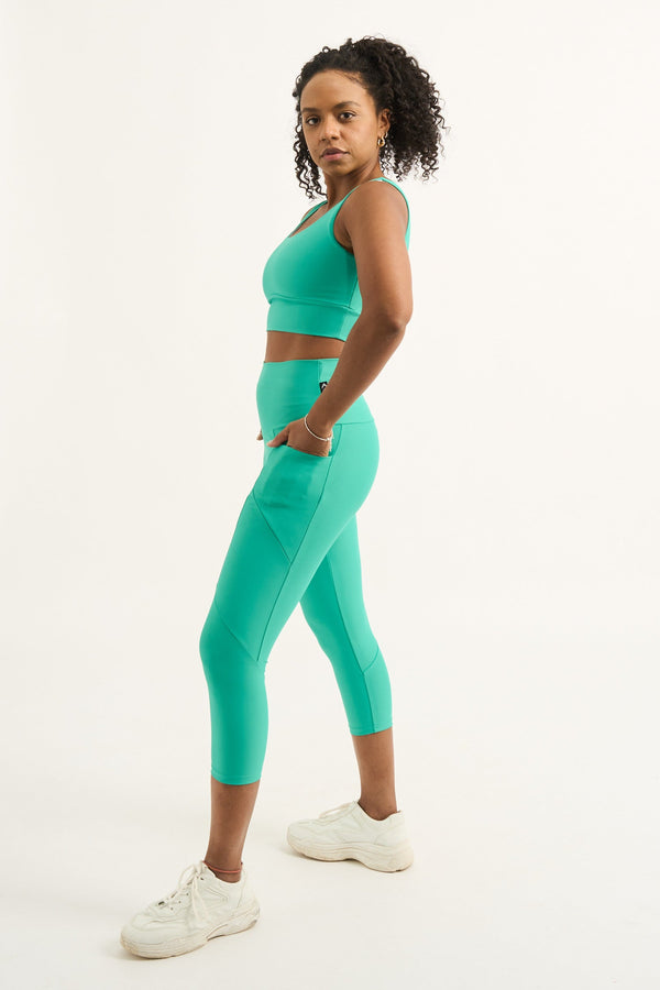 Jade Performance - Pocket Booty Shaper High Waisted Capri Leggings-Activewear-Exoticathletica