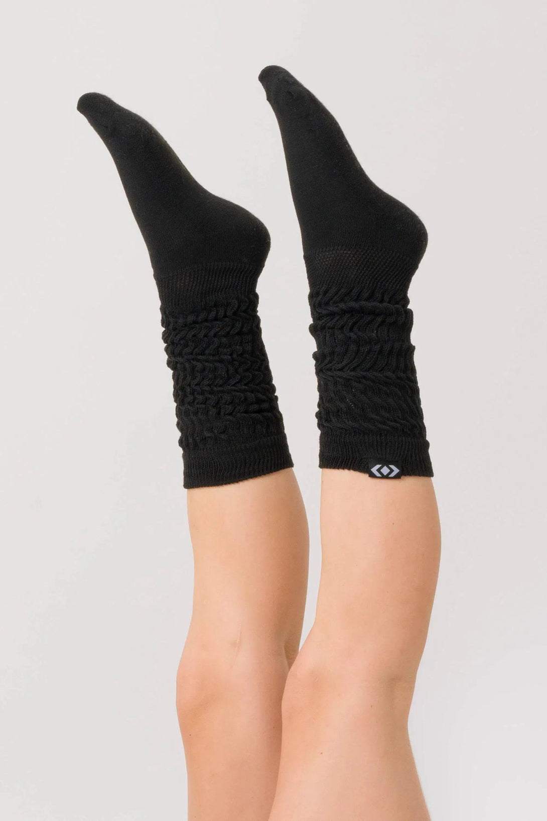 Knee Grazer Scrunchie Socks - Black-9358328099833-Activewear-Exoticathletica