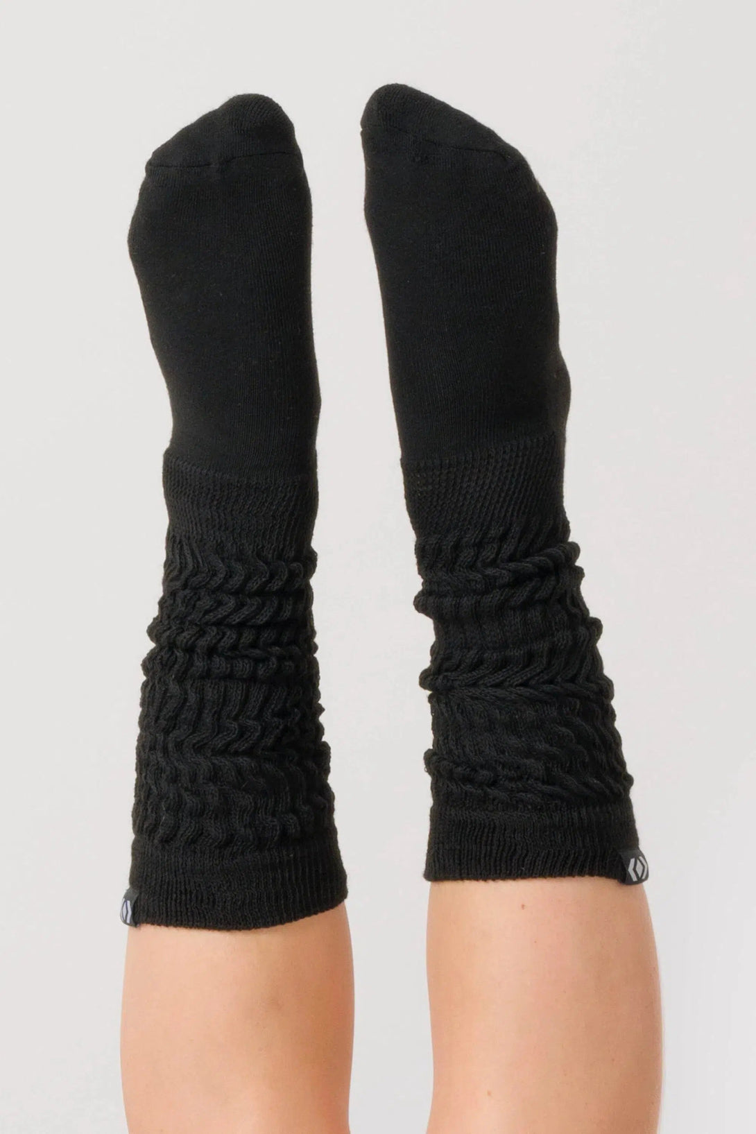 Knee Grazer Scrunchie Socks - Black-9358328099833-Activewear-Exoticathletica