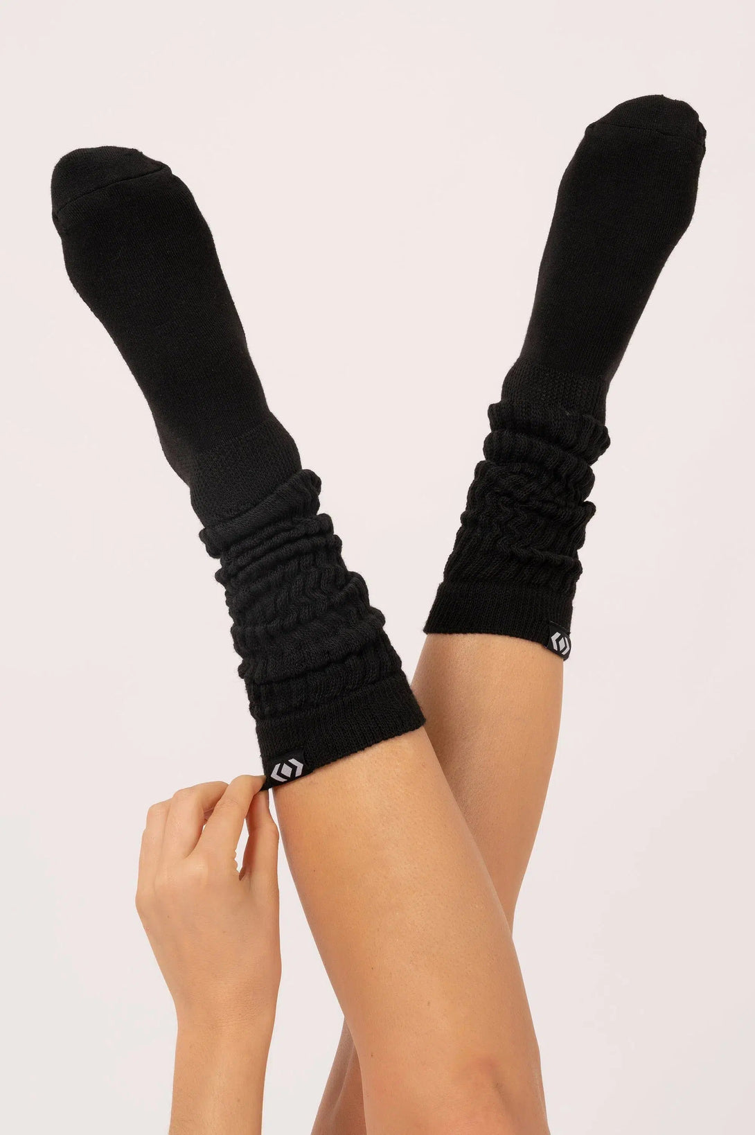 Knee Grazer Scrunchie Socks - Black-9358328099833-Activewear-Exoticathletica