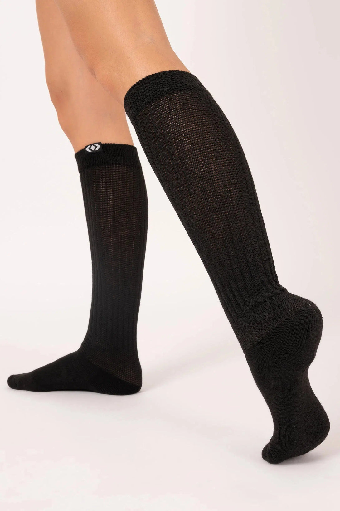 Knee Grazer Scrunchie Socks - Black-9358328099833-Activewear-Exoticathletica