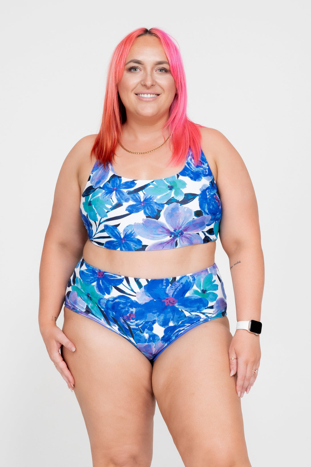 Late Bloomer Blue Performance - Cross Over Bikini Top-Activewear-Exoticathletica