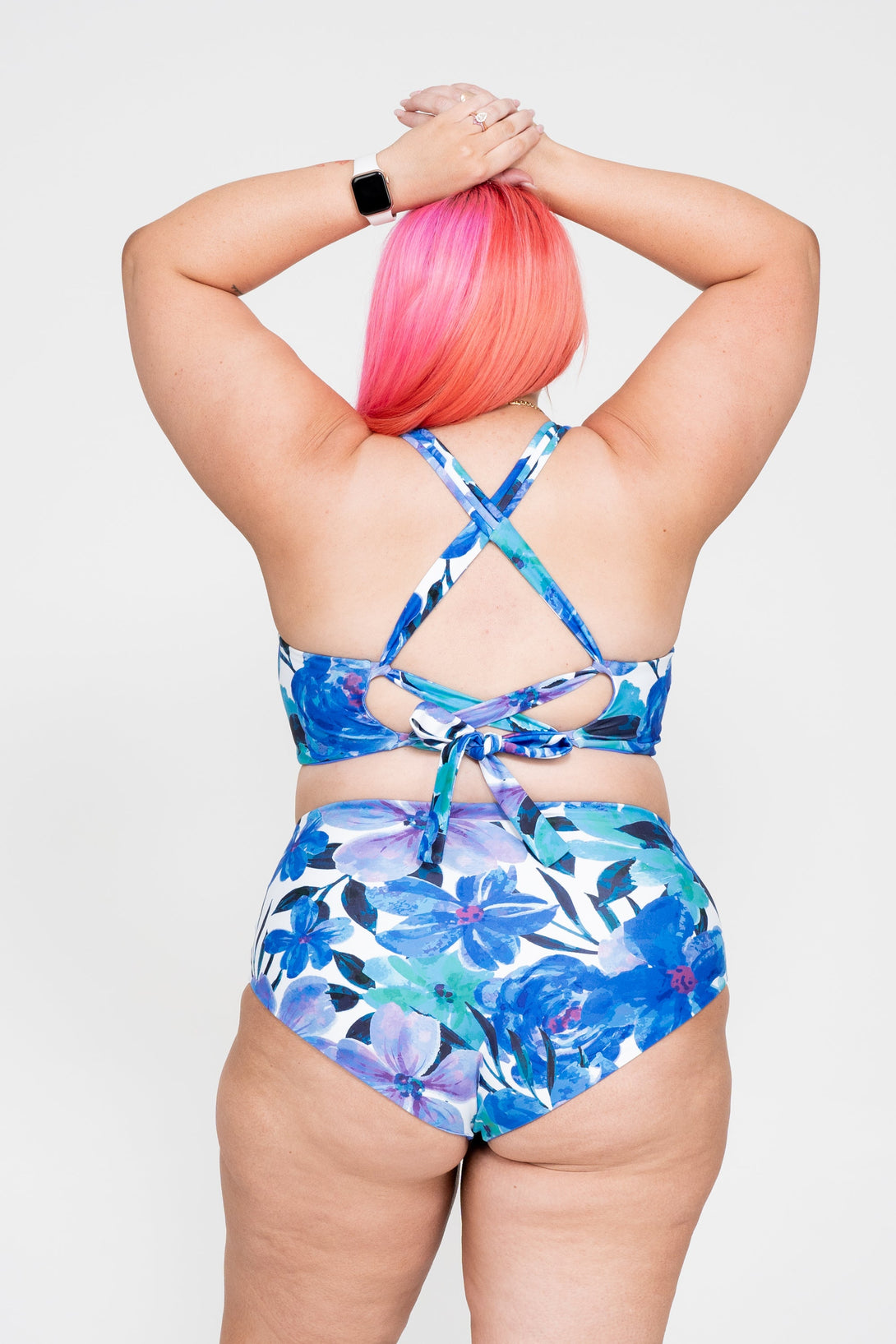 Late Bloomer Blue Performance - Cross Over Bikini Top-Activewear-Exoticathletica
