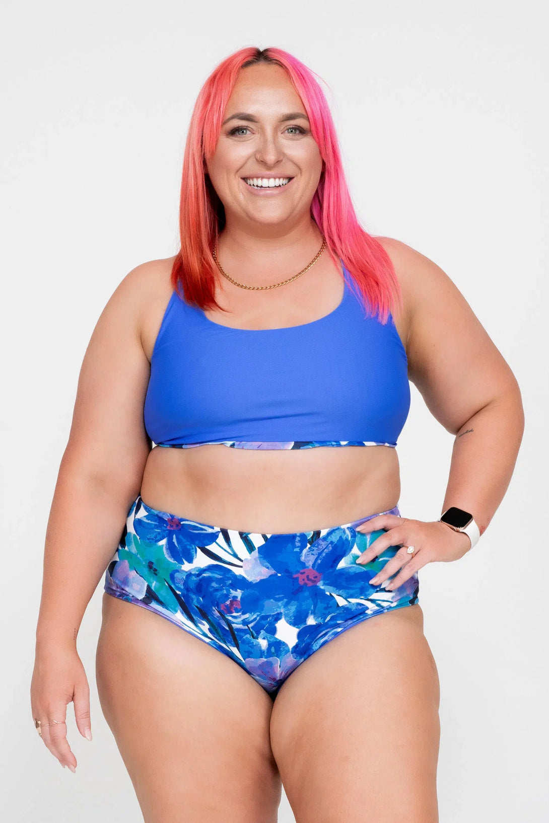 Late Bloomer Blue Performance - High Waisted Extra Coverage Bikini Bottoms-Activewear-Exoticathletica