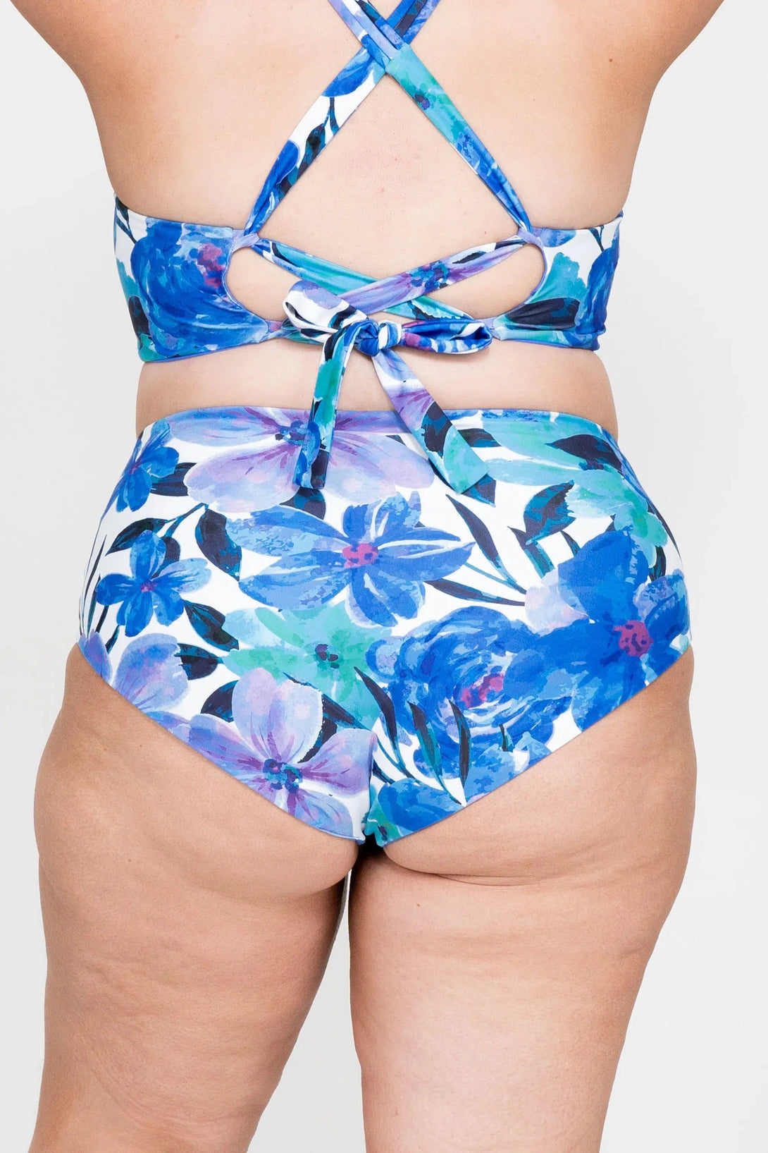 Late Bloomer Blue Performance - High Waisted Extra Coverage Bikini Bottoms-Activewear-Exoticathletica