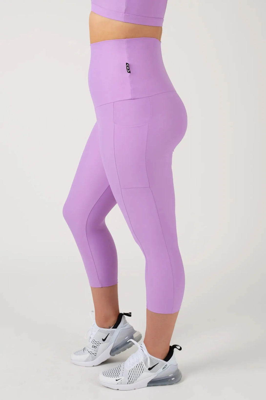 Lilac Performance - Panel Pocket Extra High Waisted Capri Leggings-Activewear-Exoticathletica