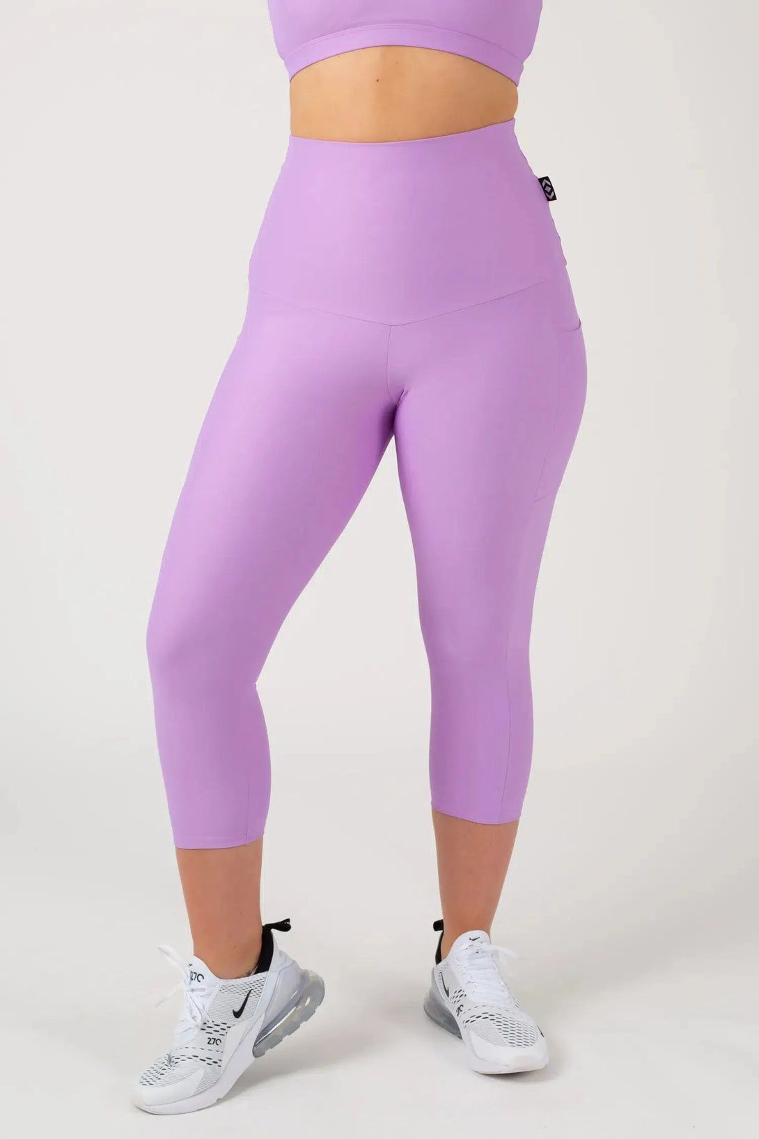 Lilac Performance - Panel Pocket Extra High Waisted Capri Leggings-Activewear-Exoticathletica