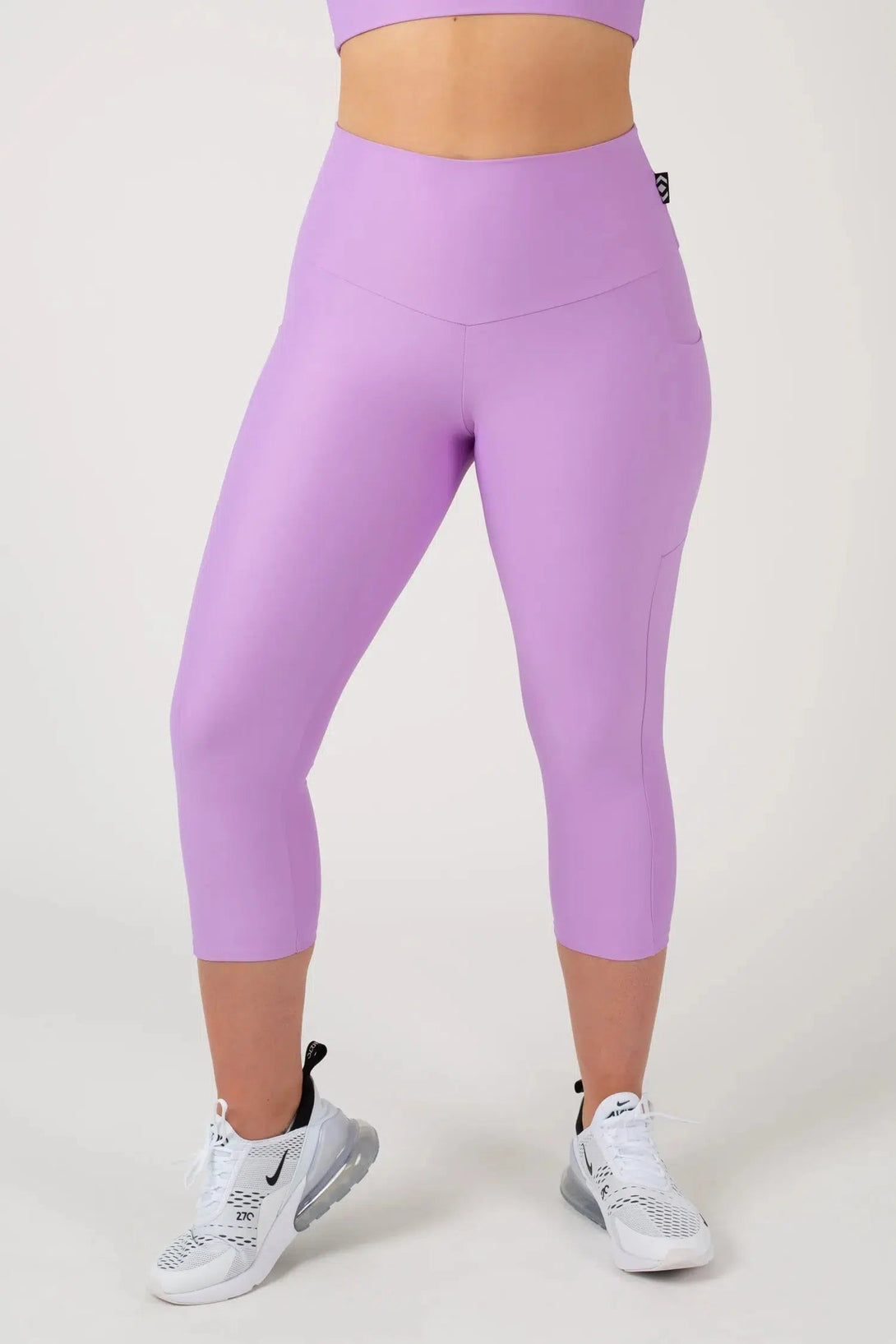 Lilac Performance - Panel Pocket High Waisted Capri Leggings-Activewear-Exoticathletica