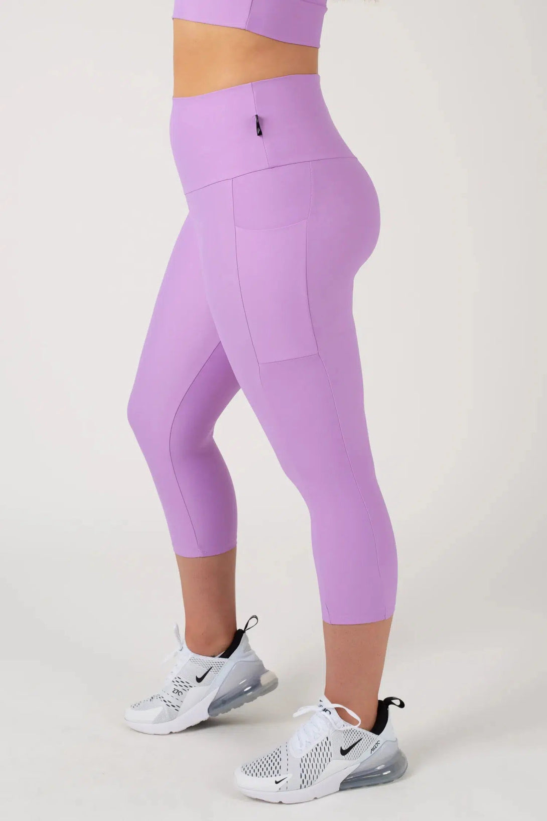 Lilac Performance - Panel Pocket High Waisted Capri Leggings-Activewear-Exoticathletica