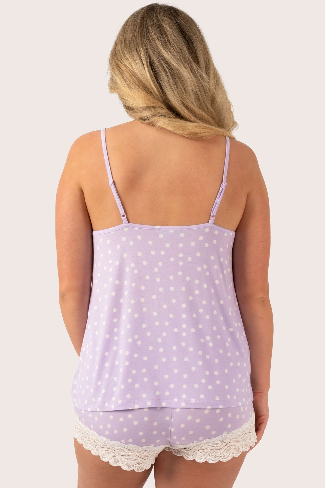 Lilac Spot Modal - Lace Trim Cami-Activewear-Exoticathletica