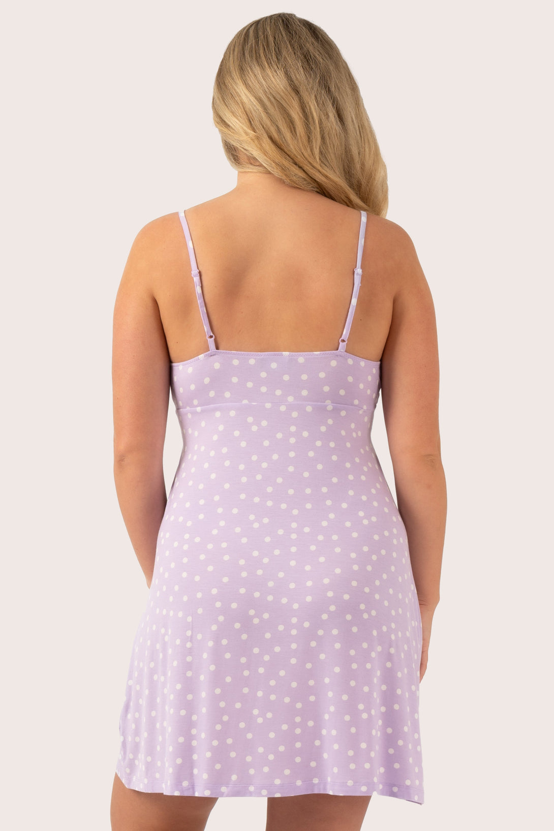 Lilac Spot Modal - Lace Trim Slip Nightie-Activewear-Exoticathletica