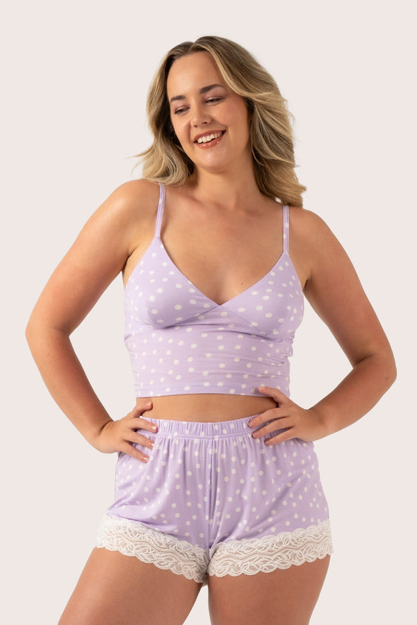 Lilac Spot Modal - Lounge Bralette-Activewear-Exoticathletica