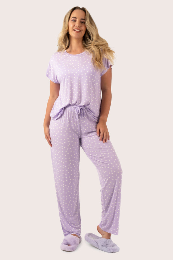 Lilac Spot Modal - Lounge Pant-Activewear-Exoticathletica