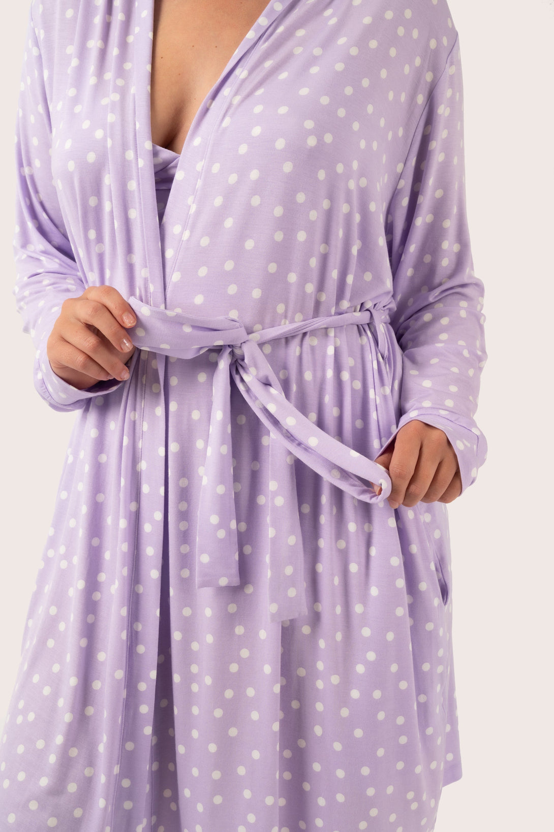 Lilac Spot Modal - Lounge Robe-Activewear-Exoticathletica