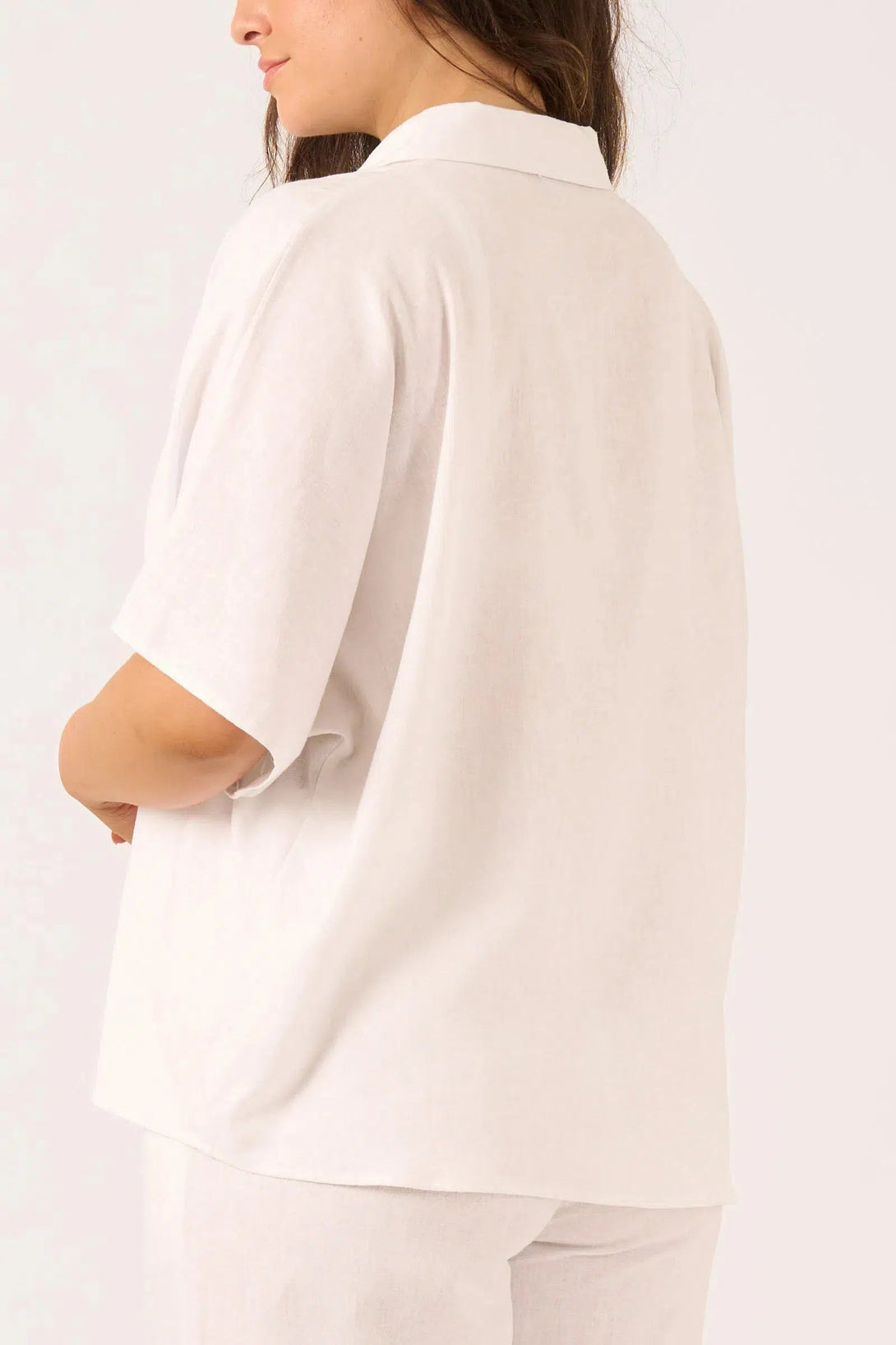 Linen Blend Boxy Shirt - White-Activewear-Exoticathletica