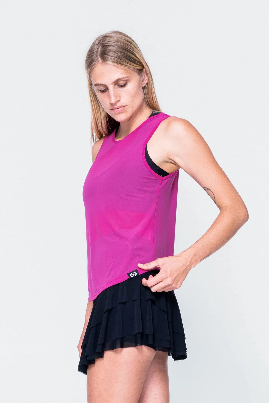 Magenta Net - Muscle Back Tank-Activewear-Exoticathletica