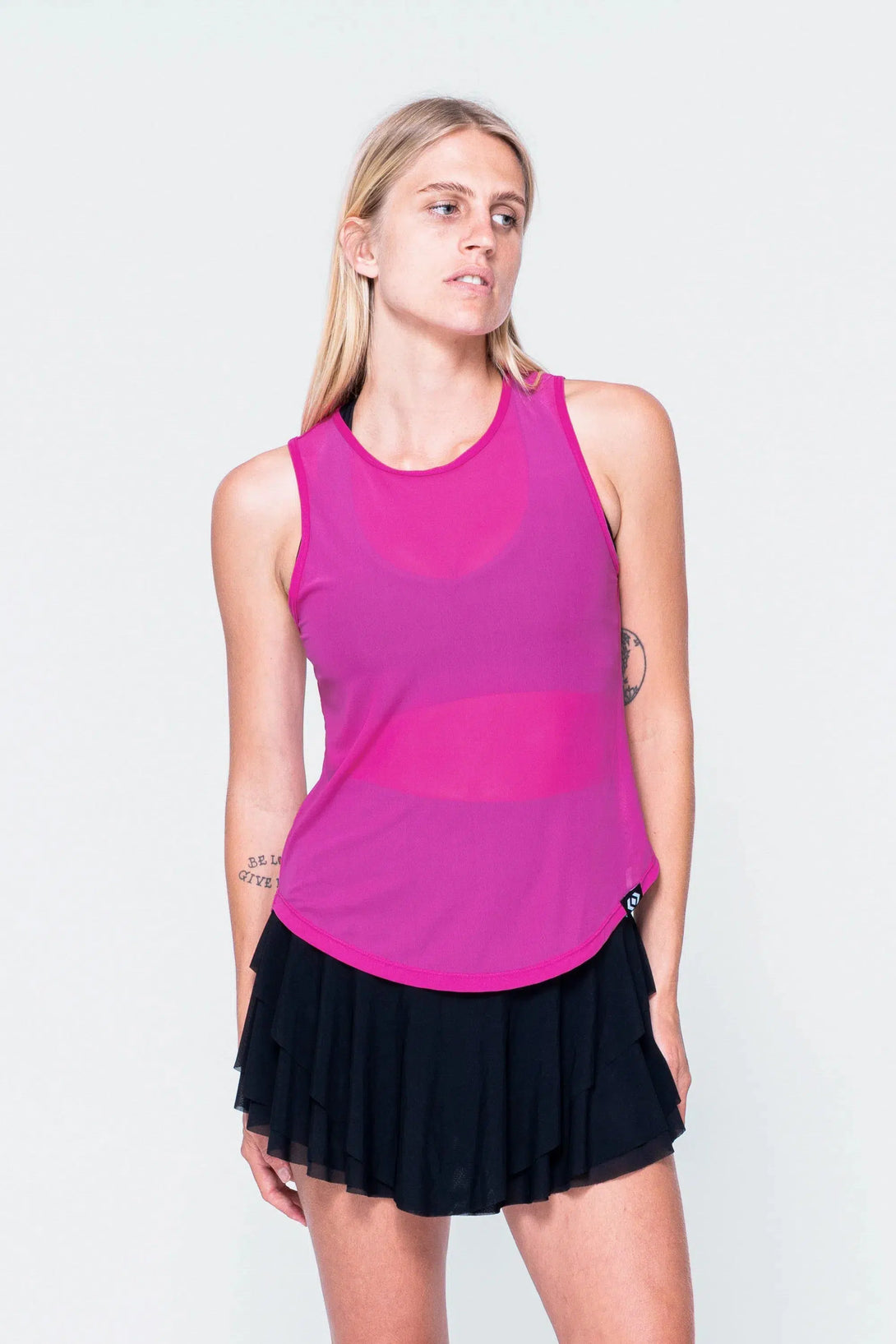 Magenta Net - Muscle Back Tank-Activewear-Exoticathletica