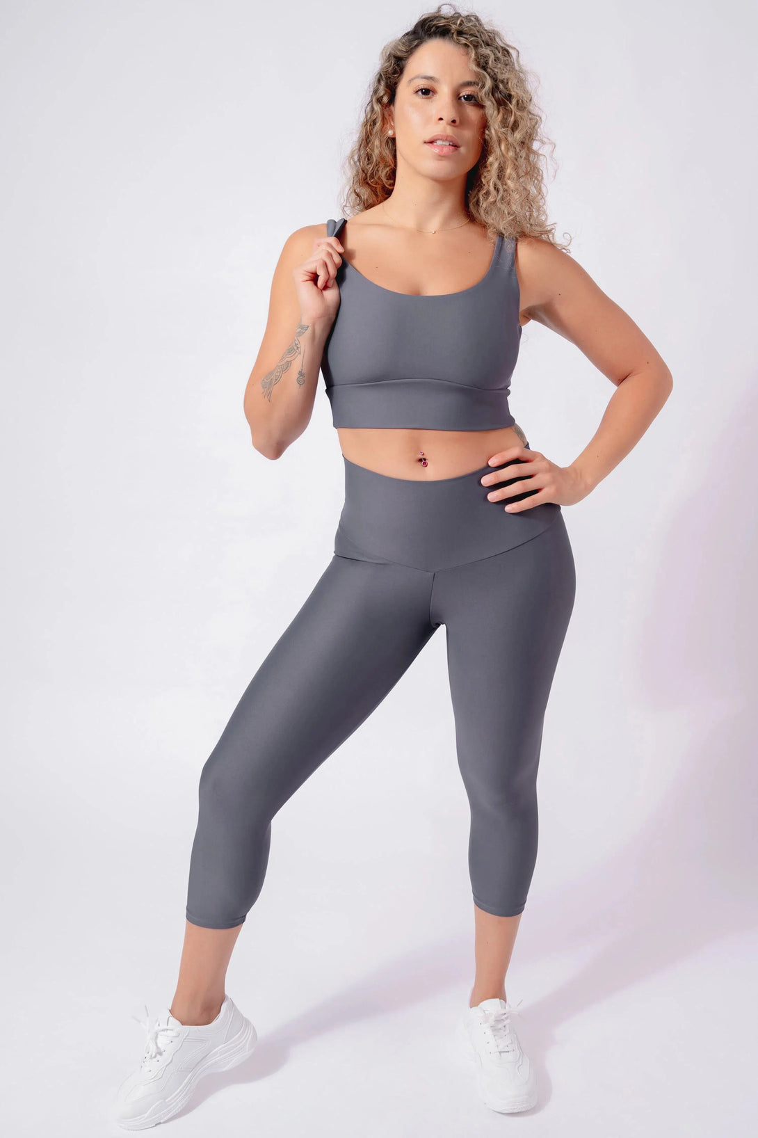 Mama Shark Performance - Booty Scrunch High Waisted Capri Leggings-Activewear-Exoticathletica