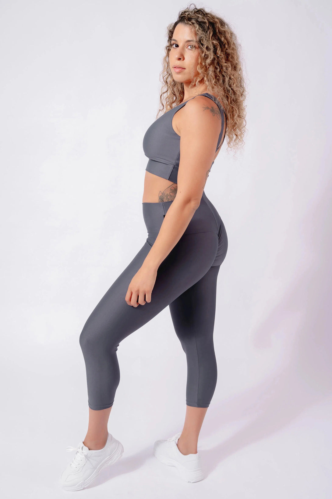 Mama Shark Performance - Booty Scrunch High Waisted Capri Leggings-Activewear-Exoticathletica