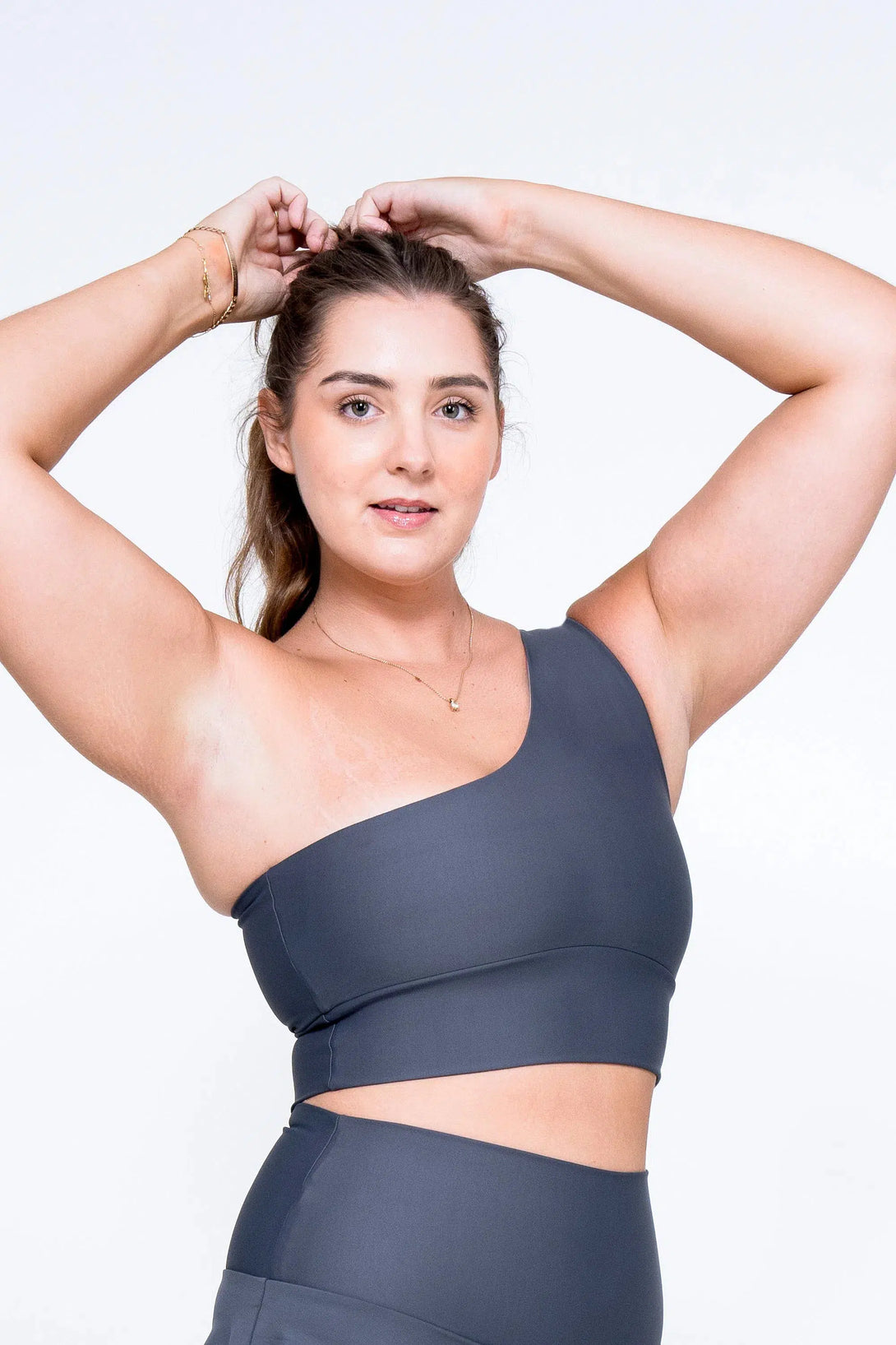 Mama Shark Performance - One Shoulder Comfort Crop Top-Activewear-Exoticathletica