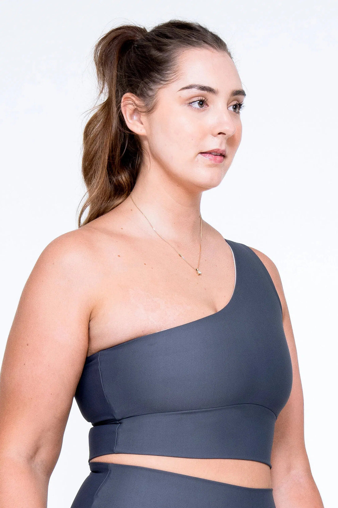 Mama Shark Performance - One Shoulder Comfort Crop Top-Activewear-Exoticathletica