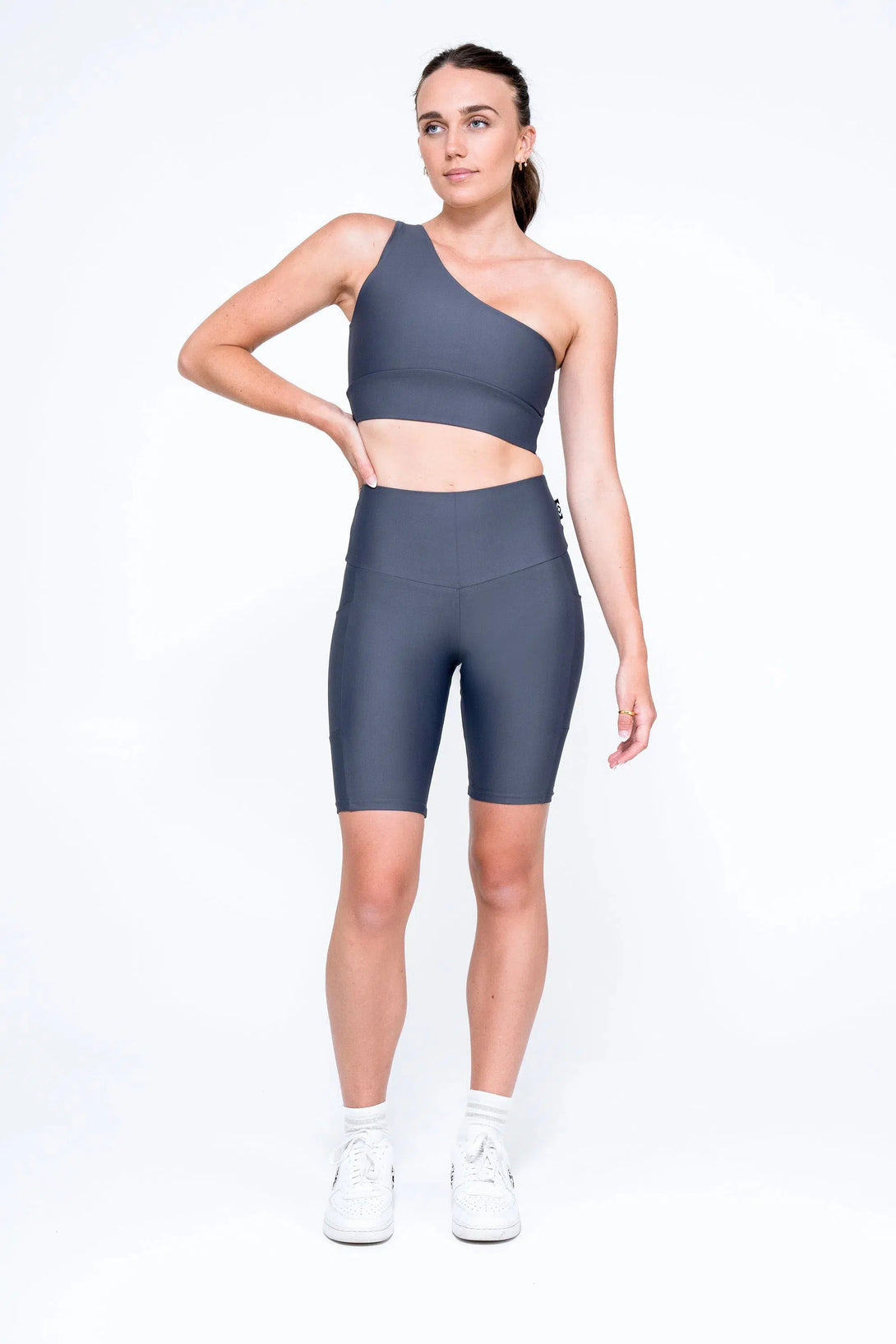 Mama Shark Performance - One Shoulder Comfort Crop Top-Activewear-Exoticathletica