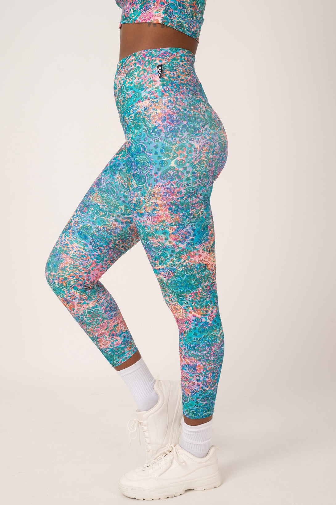 Mandala Rainbow Performance - High Waisted 7/8 Leggings-Activewear-Exoticathletica