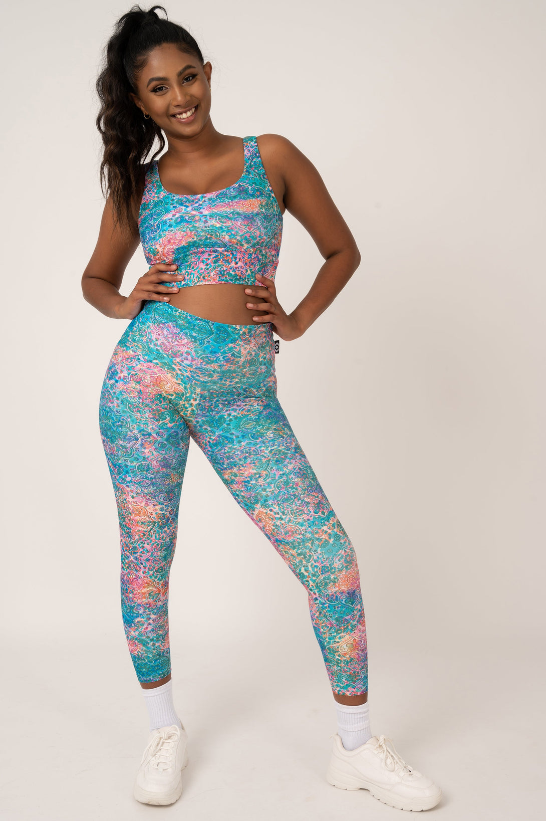 Mandala Rainbow Performance - High Waisted 7/8 Leggings-Activewear-Exoticathletica