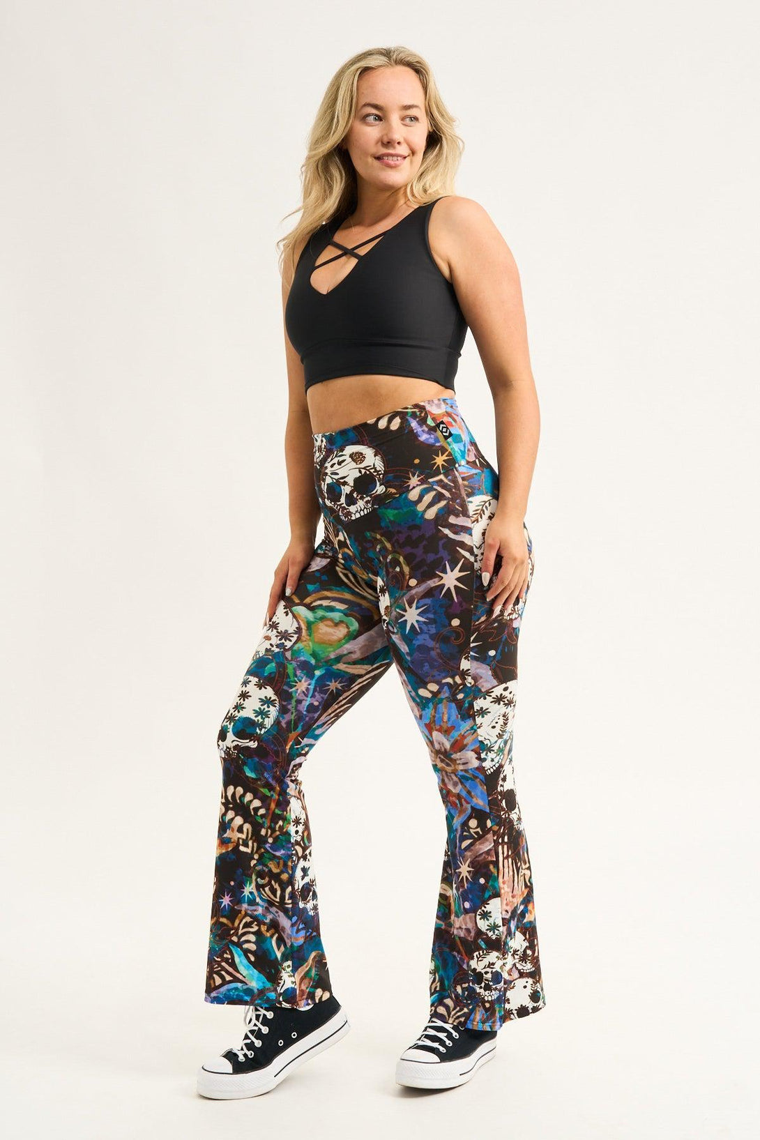 Mementos Blue Soft To Touch - High Waisted Bootleg Pant-Activewear-Exoticathletica