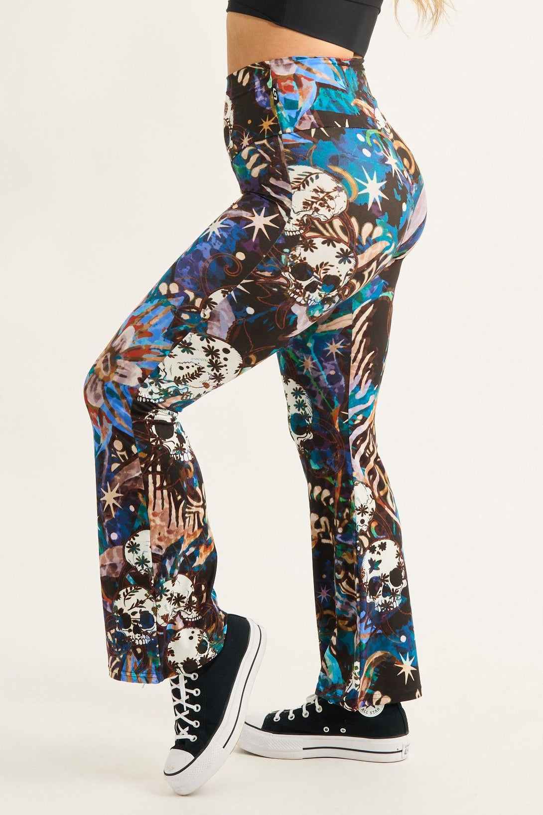 Mementos Blue Soft To Touch - High Waisted Bootleg Pant-Activewear-Exoticathletica