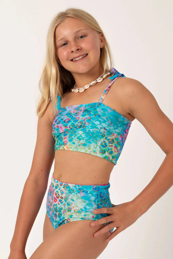 Mermaid Jag Silky - Reversible Kids Bikini Top-Activewear-Exoticathletica