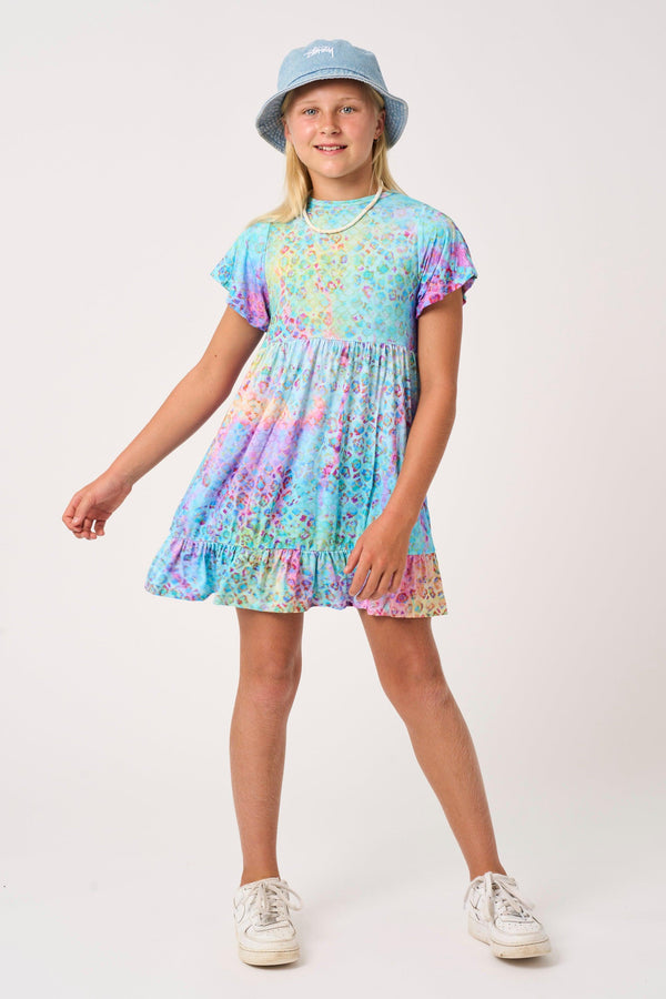 Mermaid Jag Slinky To Touch - Kids Baby Doll Tiered Mini Dress-Activewear-Exoticathletica