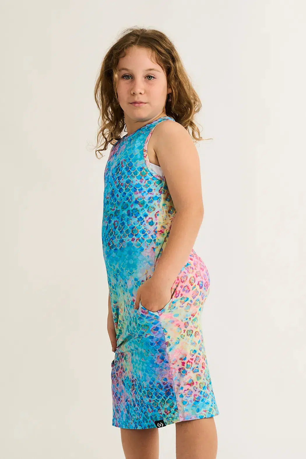 Mermaid Jag Soft To Touch - Kids Lazy Girl Dress Tank-Activewear-Exoticathletica