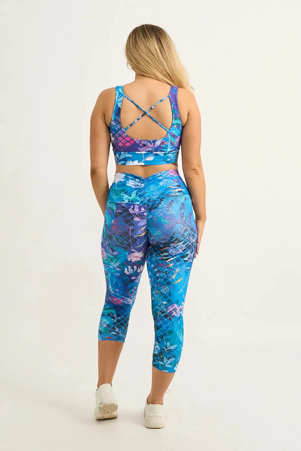 Mermaid Mafia Performance - Double Booty Scrunch High Waisted Capri Leggings-Activewear-Exoticathletica