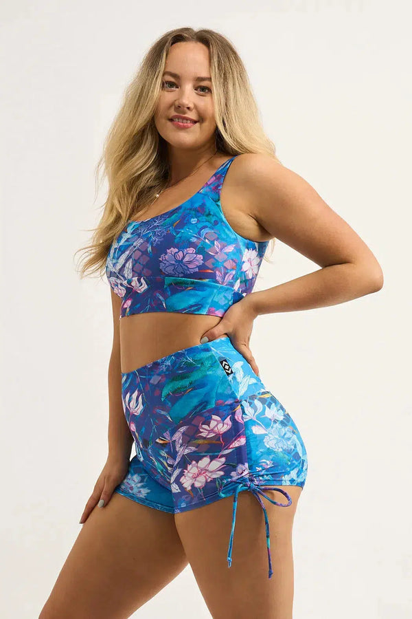 Mermaid Mafia Performance - High Waisted Tie Side Booty Shorts-Activewear-Exoticathletica