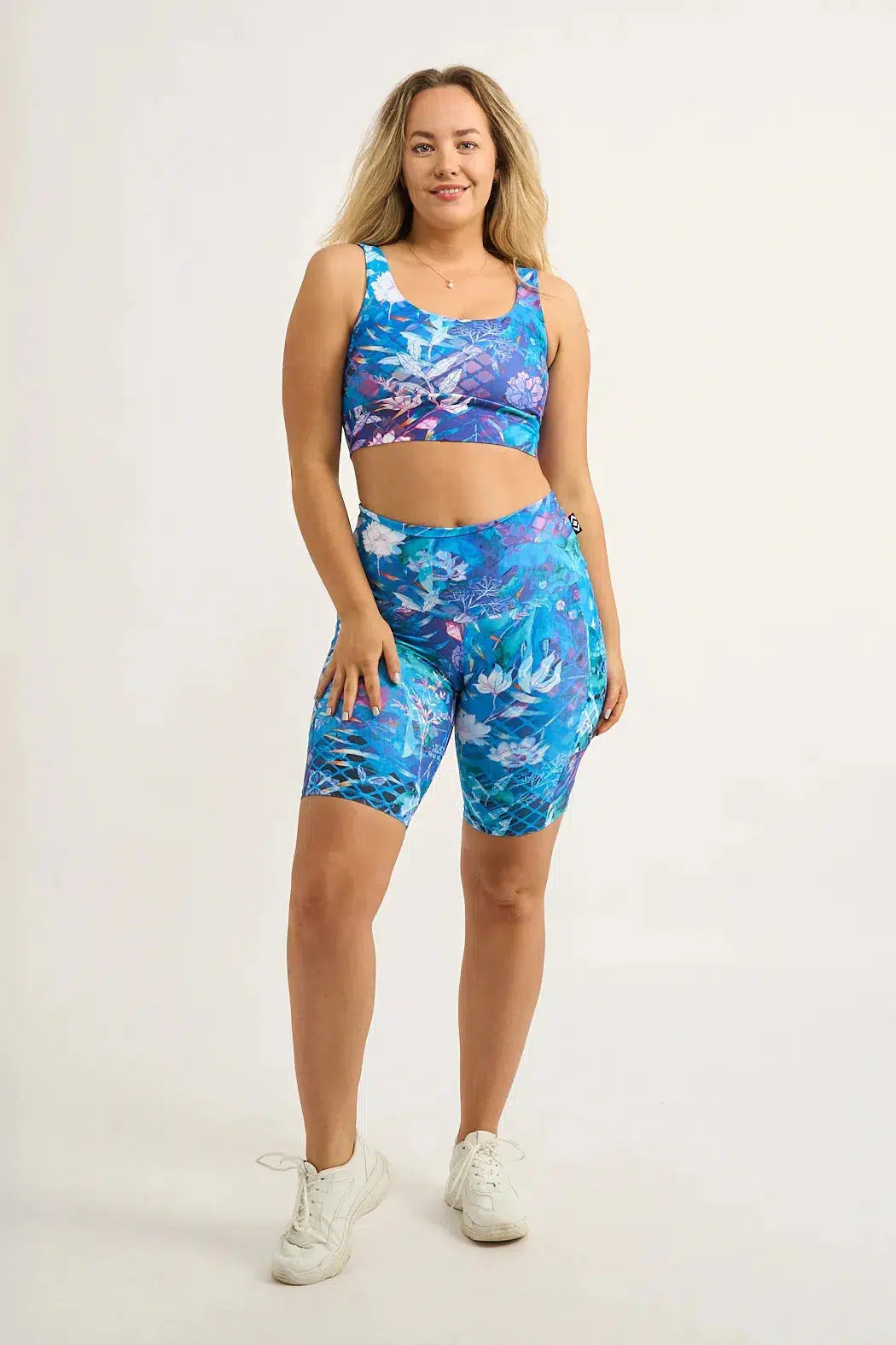 Mermaid Mafia Performance - Panel Pocket High Waisted Long Shorts-Activewear-Exoticathletica