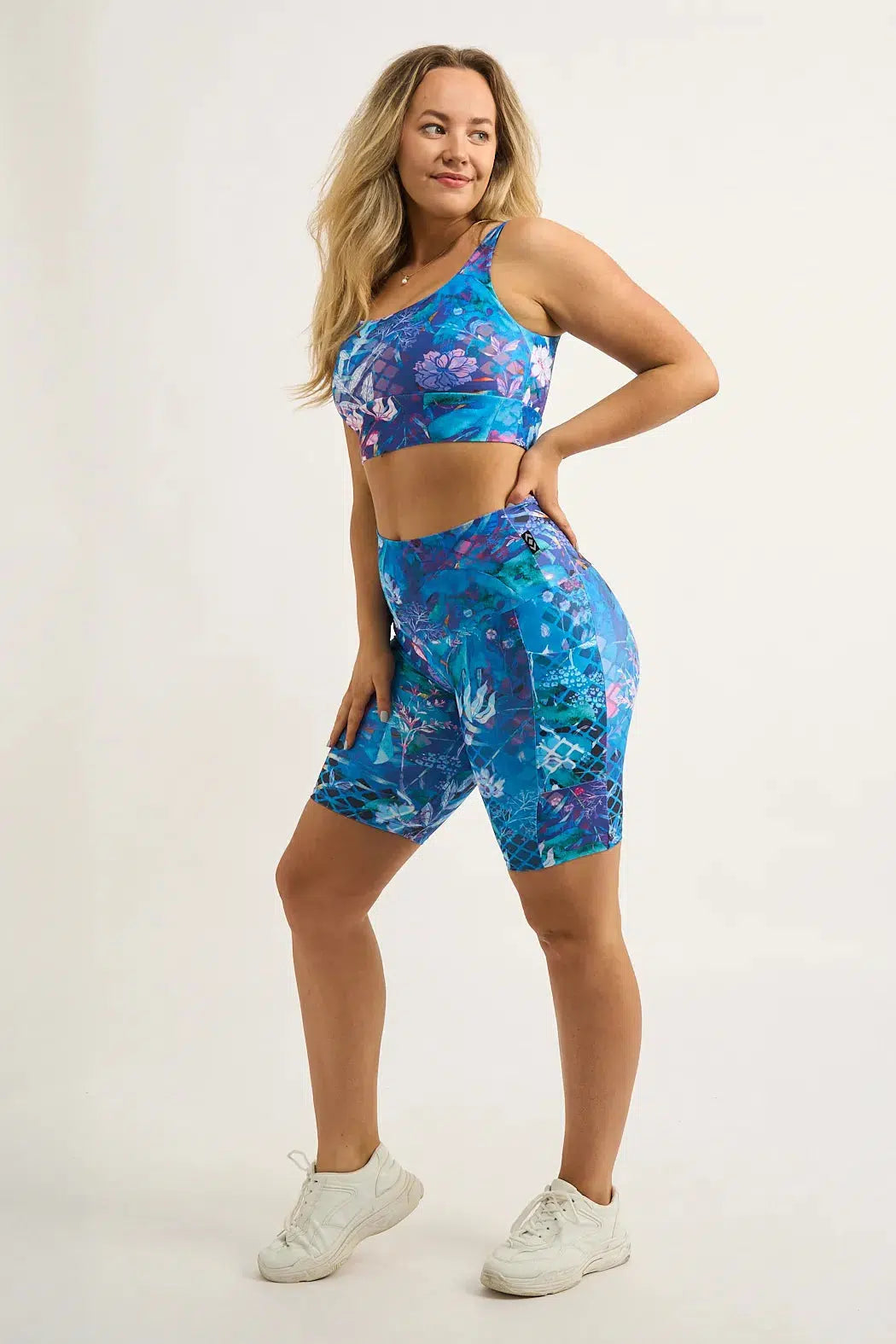 Mermaid Mafia Performance - Panel Pocket High Waisted Long Shorts-Activewear-Exoticathletica