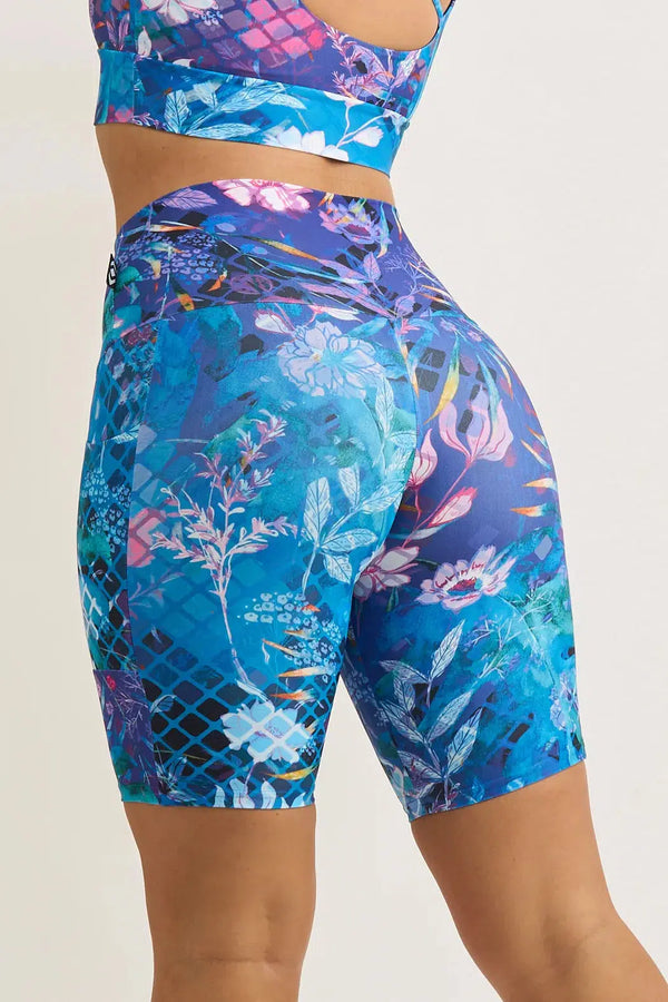 Mermaid Mafia Performance - Panel Pocket High Waisted Long Shorts-Activewear-Exoticathletica