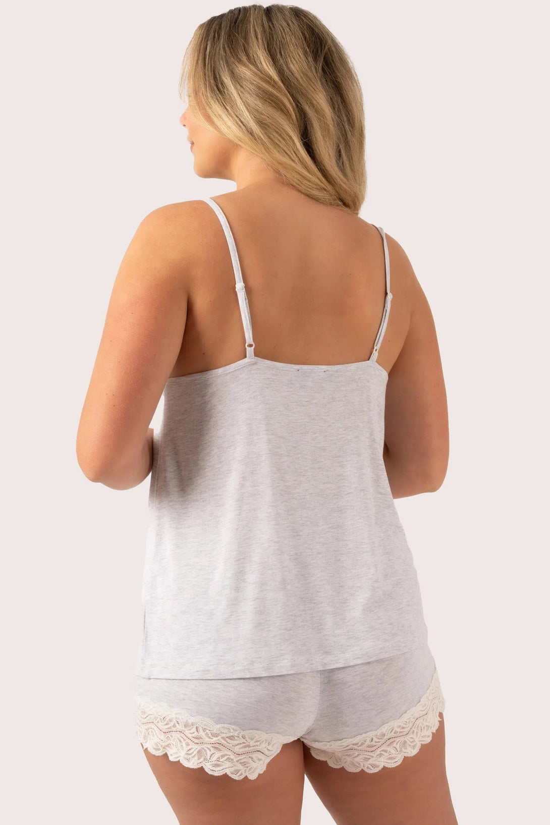 Modal Lace Trim Cami - Light Grey-Activewear-Exoticathletica