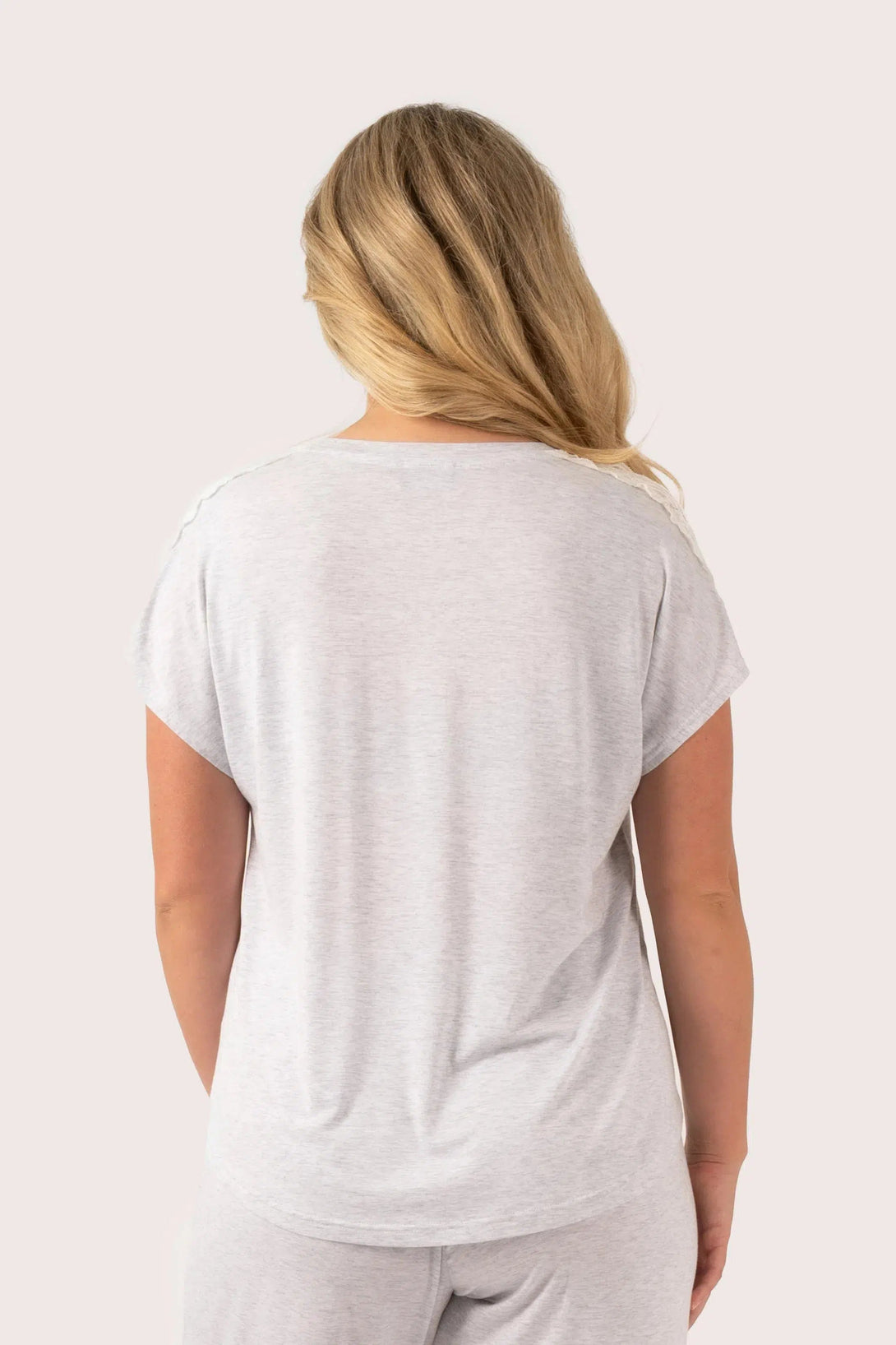 Modal Lace Trim T-Shirt - Light Grey-Activewear-Exoticathletica