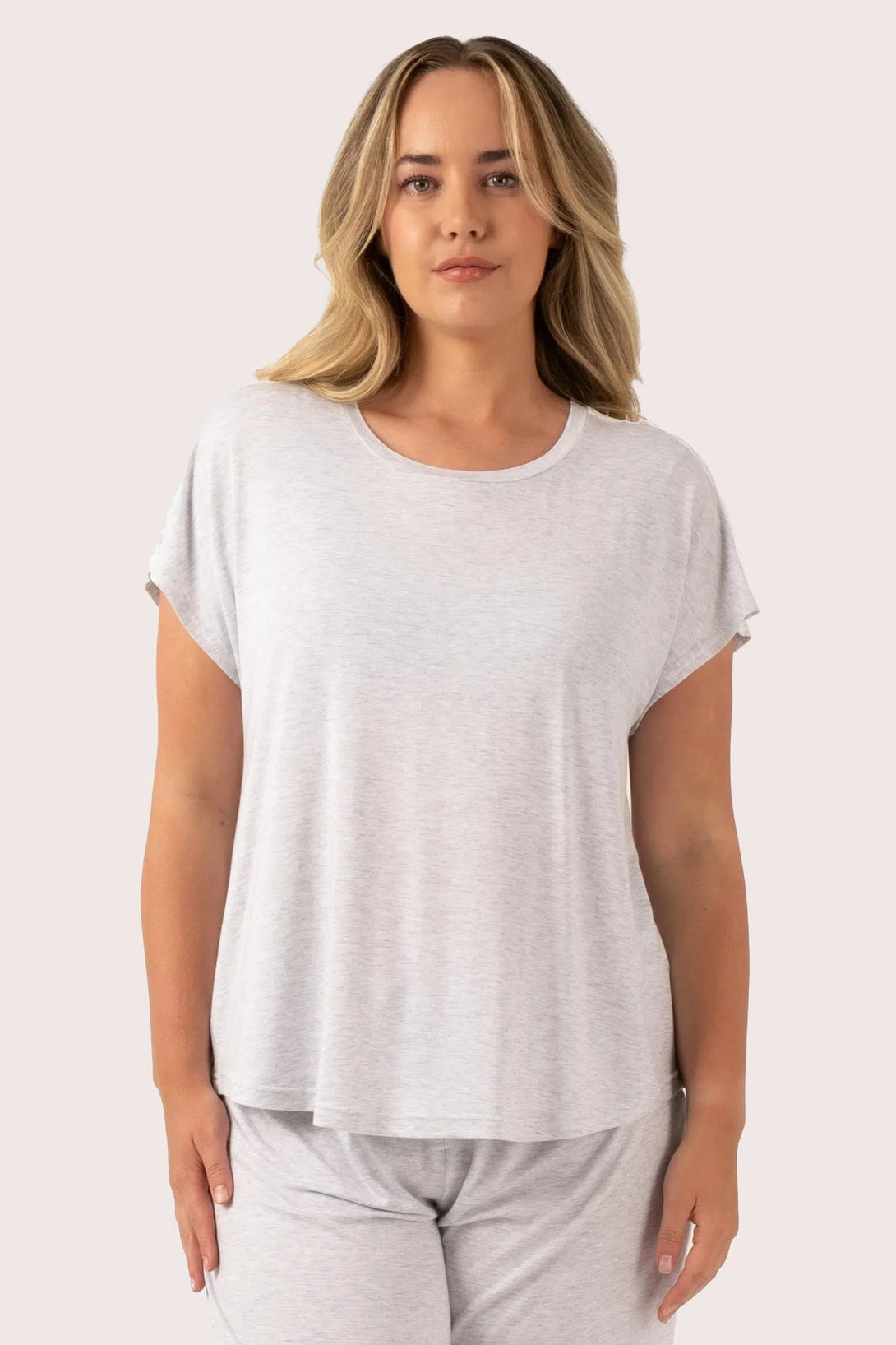 Modal Lace Trim T-Shirt - Light Grey-Activewear-Exoticathletica