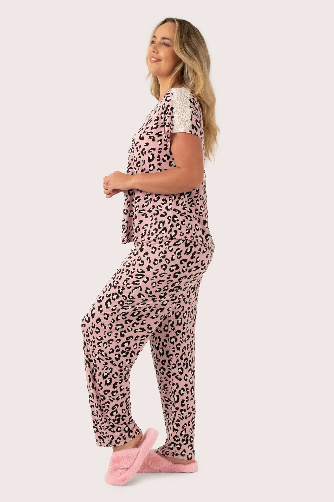 Modal Lounge Pant - Dusty Pink Leopard Mania-Activewear-Exoticathletica