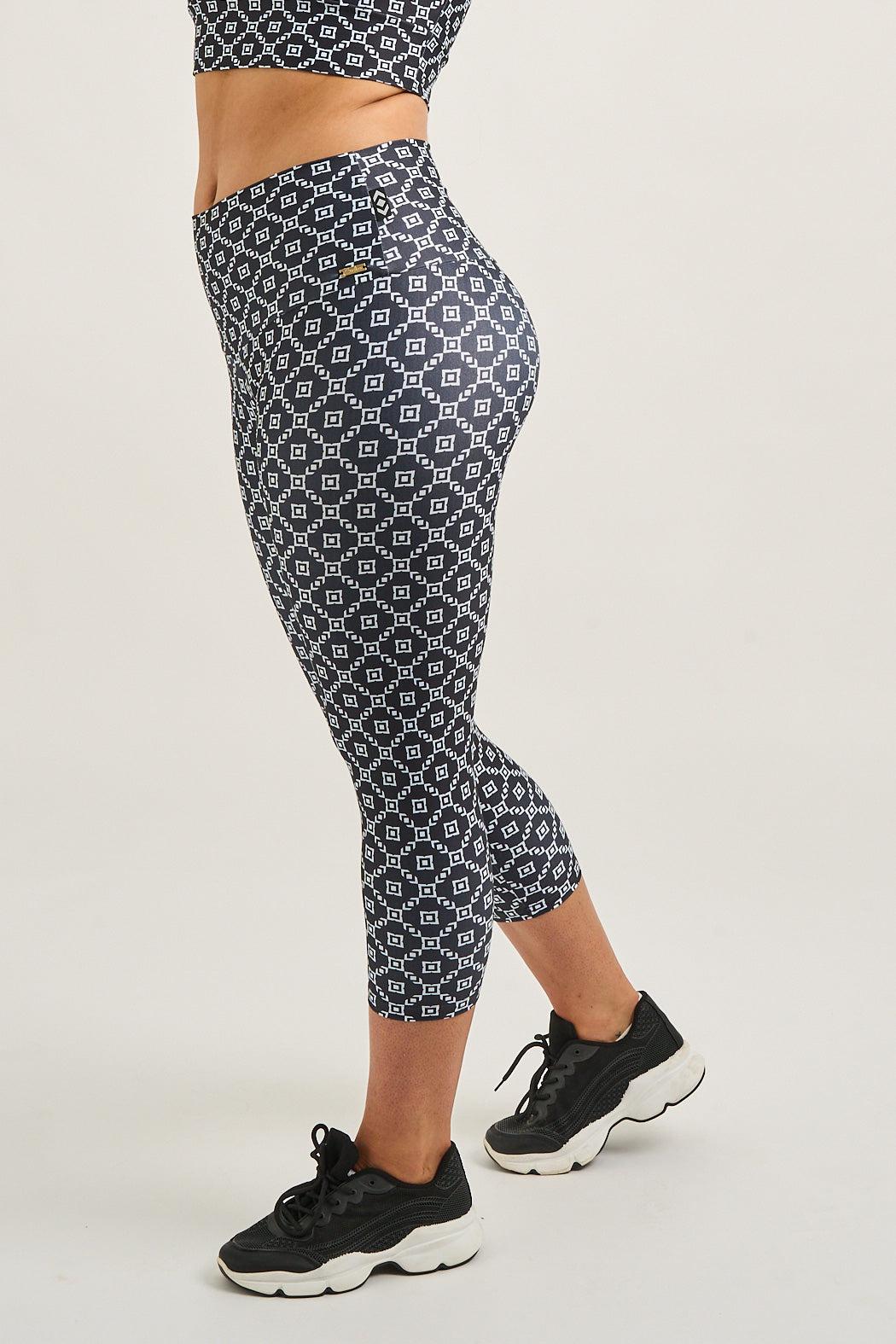 Monogram Black Performance - Luxe High Waisted Capri Leggings-Activewear-Exoticathletica