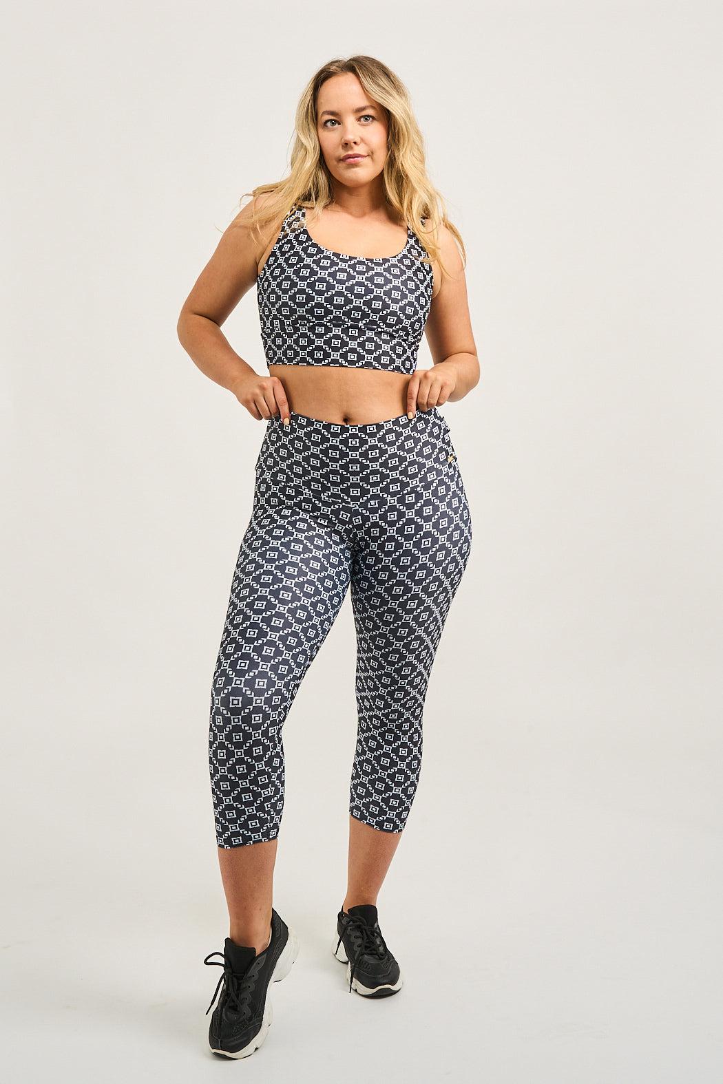 Monogram Black Performance - Luxe High Waisted Capri Leggings-Activewear-Exoticathletica