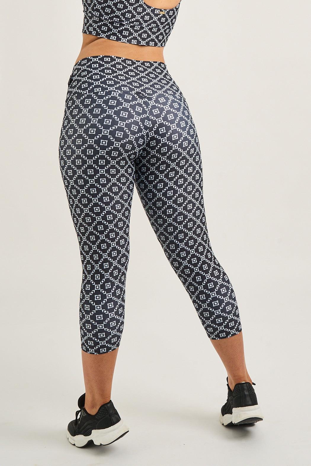 Monogram Black Performance - Luxe High Waisted Capri Leggings-Activewear-Exoticathletica