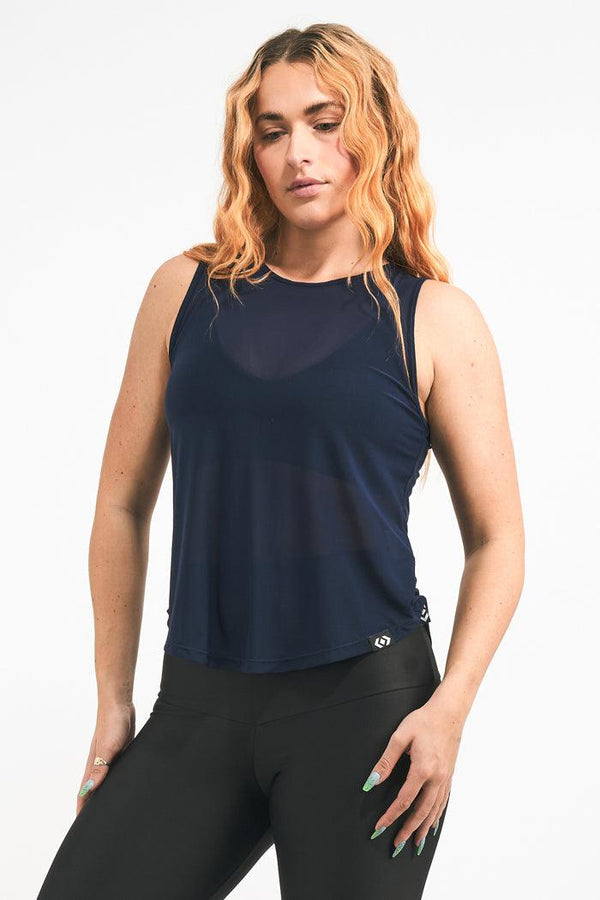 Navy Net - Muscle Back Tank-Activewear-Exoticathletica