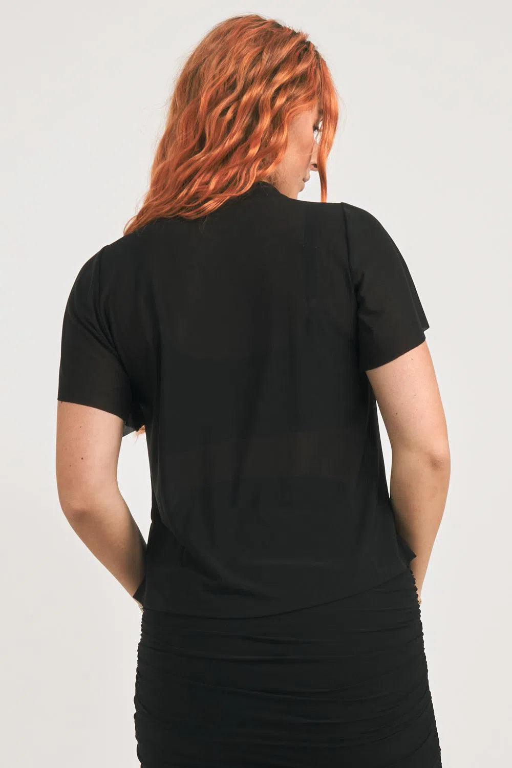 Net Boss Bish Blouse W/ Flutter Sleeve - Black-Activewear-Exoticathletica