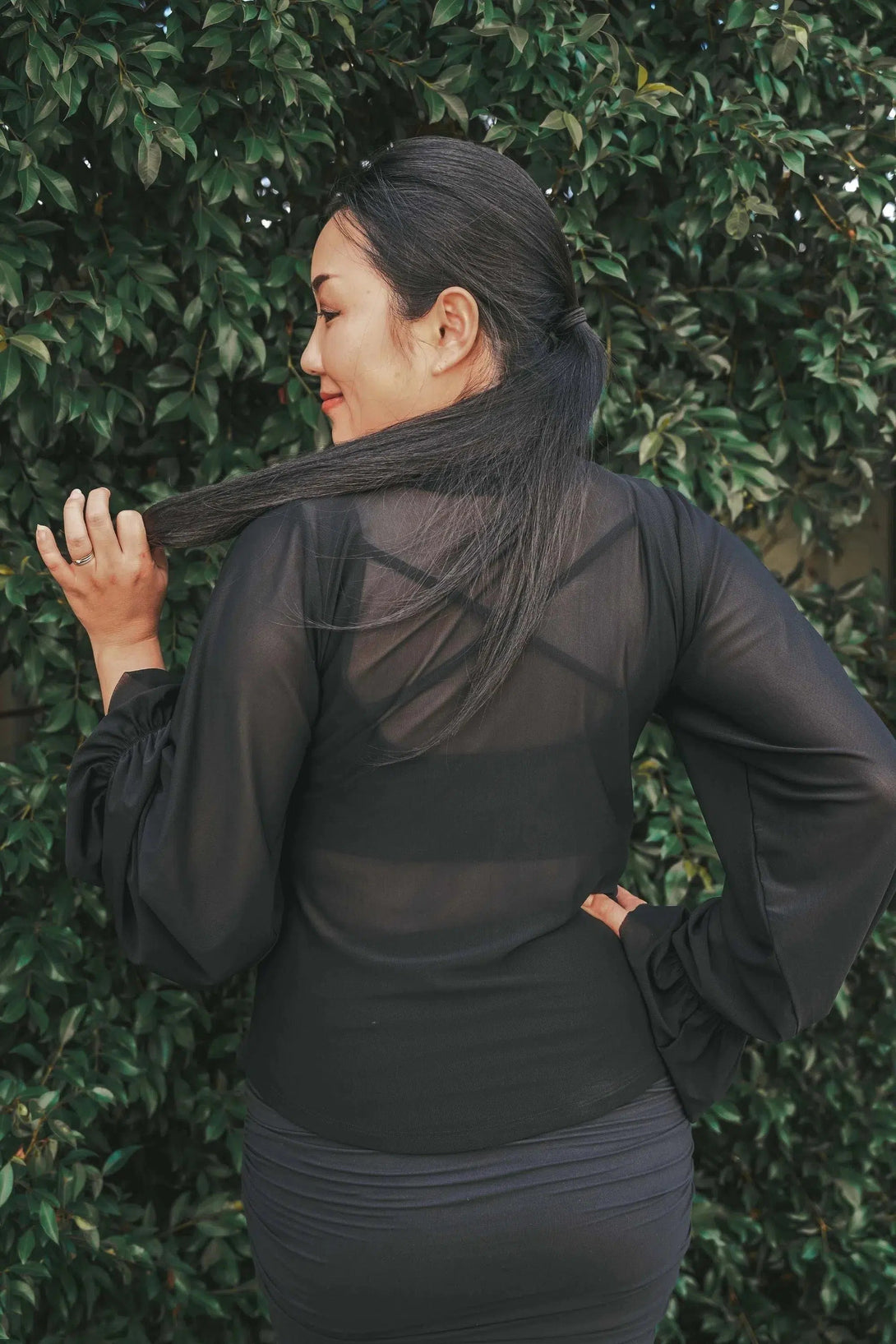 Net Boss Bish Blouse W/ Poet Sleeve - Black-Activewear-Exoticathletica