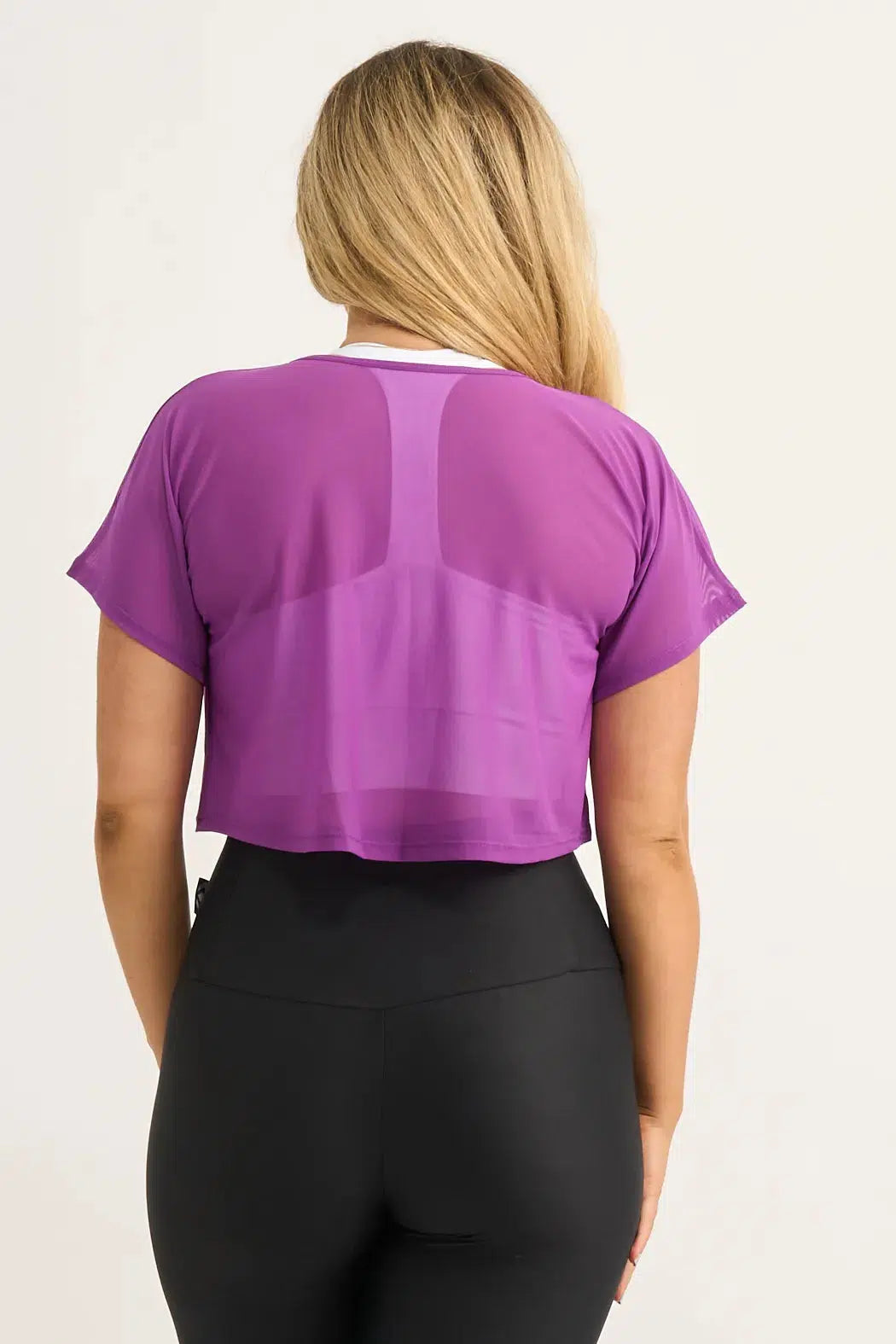 Net Cropped Tee - Purple-Activewear-Exoticathletica